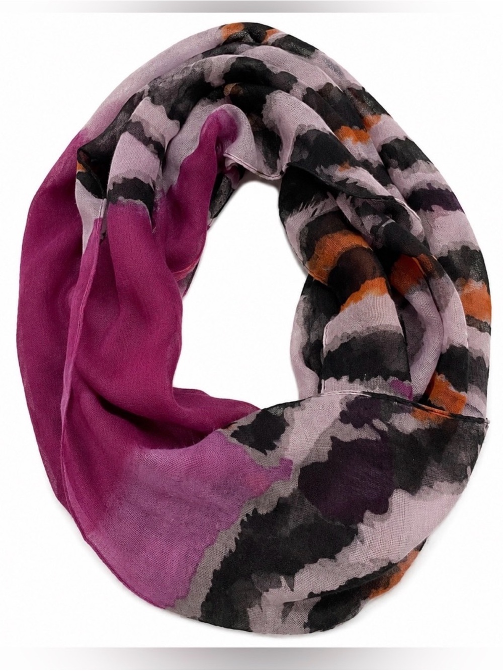 Infinity Scarf Purple Gray Abstract Animal Print Lightweight Scarf Boho